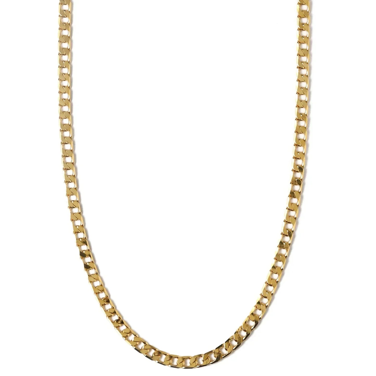 Flat Link Curb Chain Necklace | White Gold