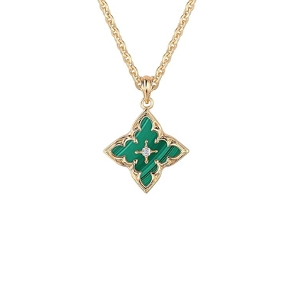 Emerald Clover Pendant Necklace | Gold