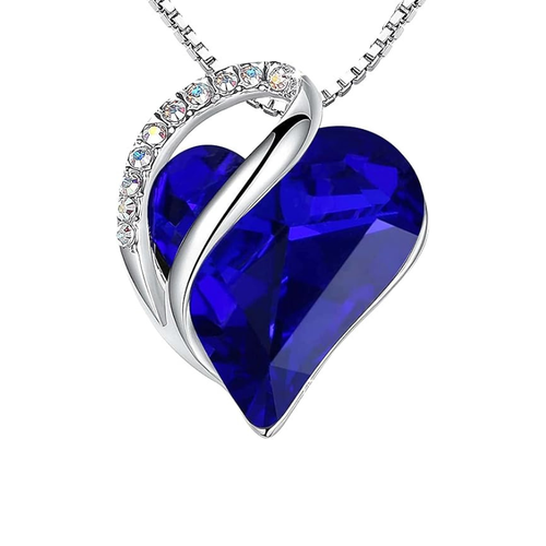 Infinity Heart Sapphire Necklace | White Gold
