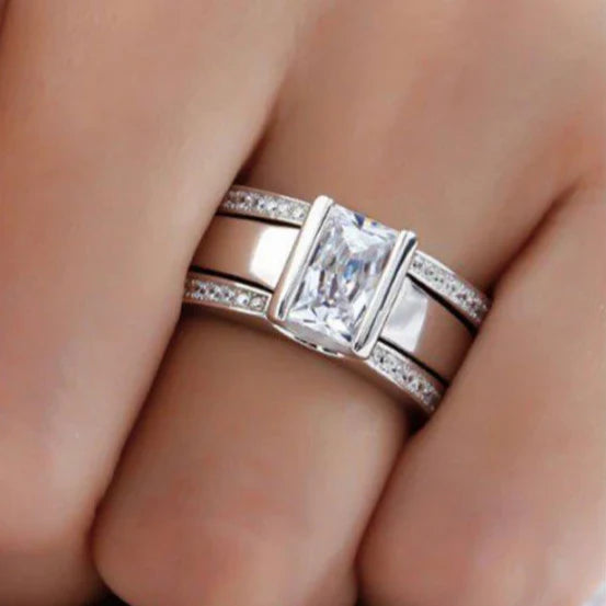 Antique Inlaid Glass Ring | White Gold